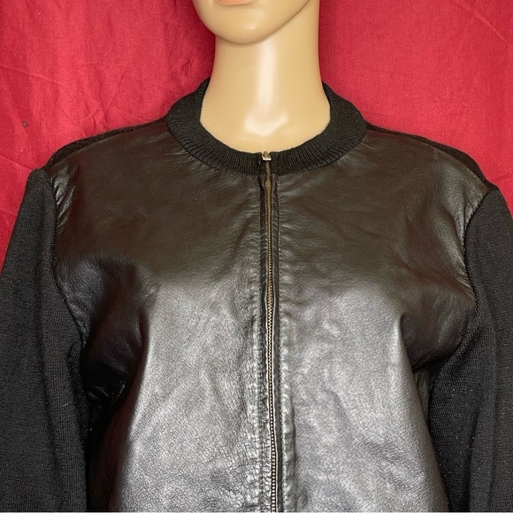 JohnPaulRichard Uniform Petite Wool and Leather Moto Jacket Large - Picture 2 of 7